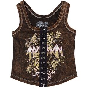 Affliction AC Pasadena Tank Black Brown Lava Wash‎ NWT Size Small